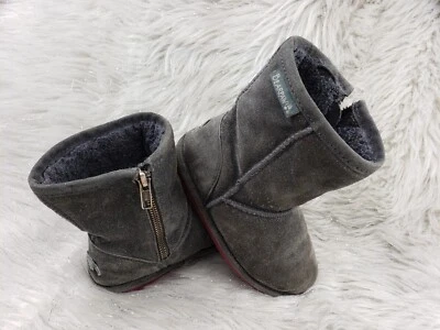 BEARPAW Emma Gray Suede Toddler Boots Kids Size US 11 - Image 1 of 4