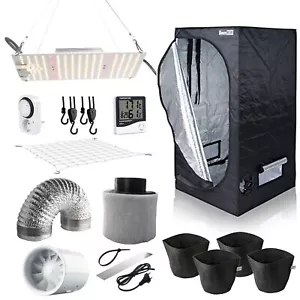 Growbox komplett Set 60x60x140 LED Board 120W dimmbar sehr leise Growzelt Mylar - Bild 1 von 8