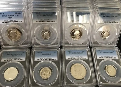 ✯ LOTE de 10 PCGS PR69 diferentes com laje classificação EUA Moedas de prova ✯ VENDA IMOBILIÁRIA! ✯ - Imagem 1 de 4