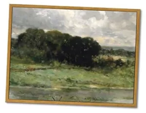 OIQArtOIQ Framed Vintage Landscape Wall Art Lake 8"x10" Framed Natural Wetlands - Picture 1 of 8
