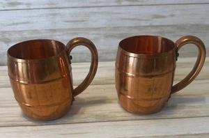 2er Set West Bend Massiv Kupfer Moskau Maultier Fass Stil Muster Becher 3,75 Zoll hoch - Bild 1 von 8