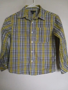 DKNY Boys White Yellow Black plaid Long Sleeve Shirt Size 7 - Picture 1 of 3