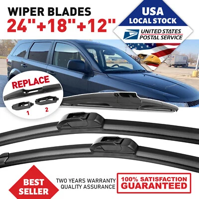 Limpiaparabrisas sin soporte de 24" y 18" y 12" para Nissan Pathfinder 2005-2012 Foto 1 de 4