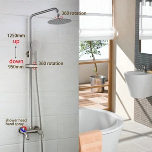 Grifo mezclador de bañera de 8" cabezal de ducha y bañera de mano níquel cepillado AS Bathroom I2 - Imagen 1 de 12