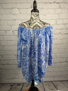 Susan Graver Women's Plus Sz 2X Off The Shoulder Paisley Print Popover Top bb09 - Picture 1 of 10