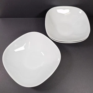 IKEA 365+ White Square Rounded Soup Cereal Bowl Plate 13286 Set Of 3 - Picture 1 of 8