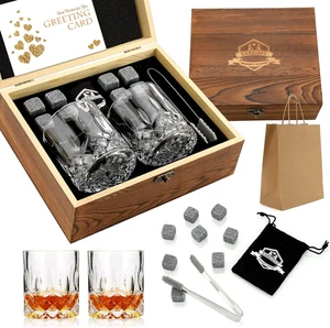Whisky Stones, Whisky Glass Gift Set, Whisky Rocks Chilling Stones in Scatola Di - Foto 1 di 12