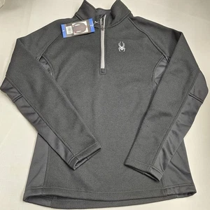 SPYDER Outbound 1/4 Quarter Zip Midweight Core Sweater BLACK Sweatshirt Sz Large - Picture 1 of 6