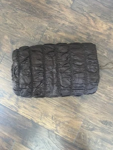 Manguito victoriano grande marrón satinado antiguo vintage de gran tamaño - Imagen 1 de 8