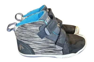 PLAE Sz 9.5/28.5 Max Little Boys Kids Shoes Blue Gray Leather High Top Sneakers - Image 1 of 4