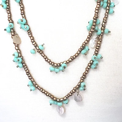Collar de Cuentas Lydell NYC Vintage, Turquesa/Multi/Capas Doradas 30" Foto 1 de 4