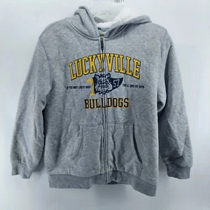 lucky brand hoodie kids size large gray sherpa lined jacket luckyville bulldogs - Picture 1 of 8