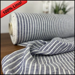 TESSUTO 100% PURO LINO PER TENDE DIVANI PATCHWORK TAPPEZZERIA AL METRO BIANCOBLU - Picture 1 of 3