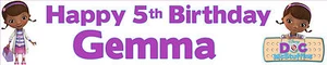 DOC MCSTUFFINS PERSONALISED BIRTHDAY BANNERS PACK OF TWO - Picture 1 of 1