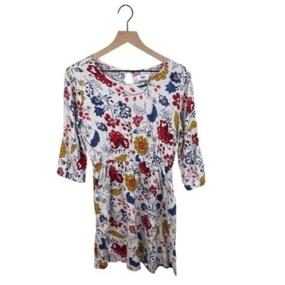 Old Navy Girls Cinch Waist Cream Multicolor Floral Print Skater Dress Size XL 14 - Image 1 of 4