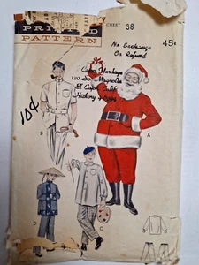 Costume Santa Masquerade Suit Mens 38 Butterick 6246 Sewing Pattern Cut VTG 50's - Picture 1 of 6