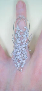 CREATIVE DESIGN FANCY CUT CUBIC ZIRCONIA RING #7.75 WHITE GOLD-plated 925 SILVER - Picture 1 of 7