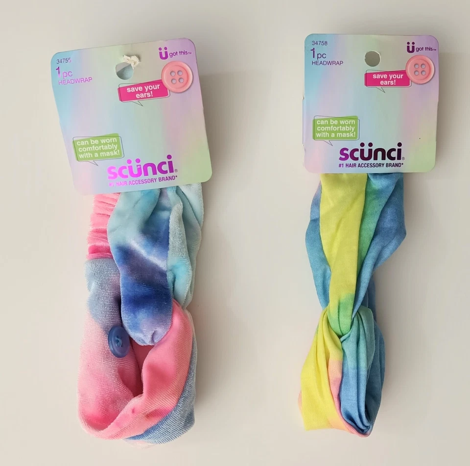 Scunci U Got This Multicolor tie dye headwrap 2 pack #34755 & 34758