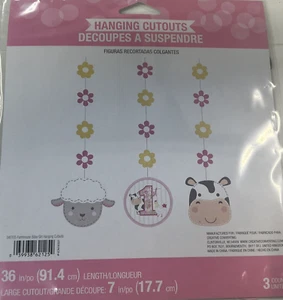 Farmhouse 1st Birthday Girl Hanging Cutouts - Picture 1 of 2