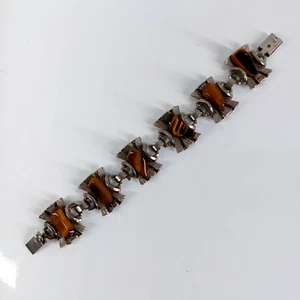 Pulsera modernista vintage años 70 con ojos de tigre - Imagen 1 de 4