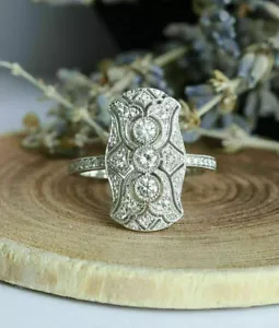 Vintage Style Filigree Ring 2.3 Ct Round Cut Lab Created Diamond 10K White Gold - Picture 1 of 6