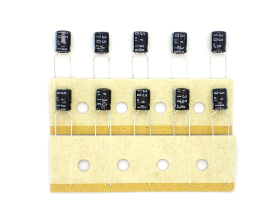 10x Rubycon 10µF 35V- ø5x7mm,105°C RoHS (10uF,ELKO,Elektrolyt-Kondensator)F143 - Bild 1 von 1