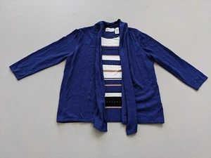Alfred Dunner Size SMALL Women's Royal Blue Metallic Layered Top Open Cardigan - Picture 1 of 9