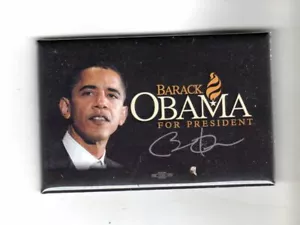 POLITICS PIN (2008): "Barack OBAMA For President (Simulated Autograph - Picture 1 of 1