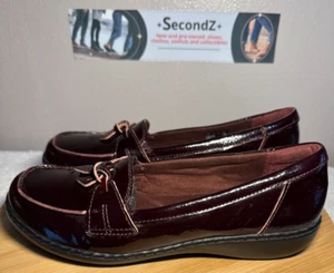 Clarks Collection Slip On Shoes Ashland Bubble Patent Burgundy Leather Women's 9 - Picture 1 of 8