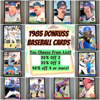 1985 Donruss Baseball Cards #s 153-252 You Pick from Drop-down List 30% OFF - Image 1 of 4