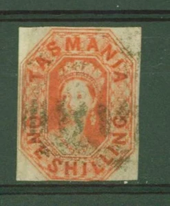 TASMANIA 1858 QUEEN VICTORIA 1 Sh. USATO (U) - Imagen 1 de 1