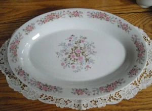 Piatto vintage porcellana rose rosa ~ 9 3/4" x 14" ~  - Foto 1 di 5