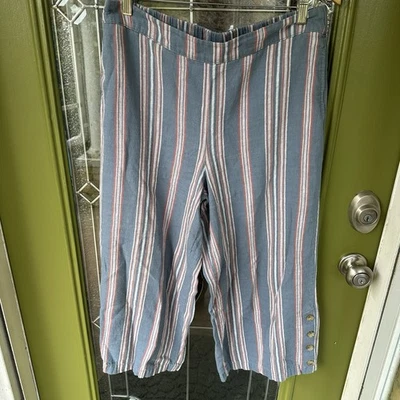 A.N.A. Pantalones informales de pierna ancha de mezcla de lino para mujer con bolsillos grandes recortados Foto 1 de 4