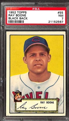 1952 TOPPS #55 RAY BOONE BLACK BACK PSA 7 NM 21152567  - Image 1 of 3