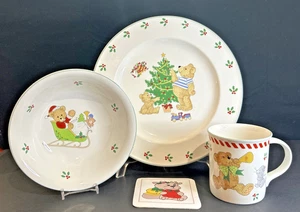 Mikasa Teddy's Christmas 3 Piece Set Child Place Setting Plate, Bowl & Mug Japan - Picture 1 of 18