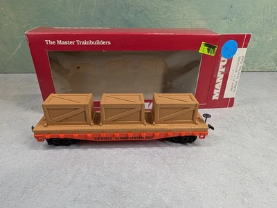 USED Mantua 727-065 HO Heavy Flat Car w/ Crates Illinois Central Gulf #60620 - Image 1 of 4