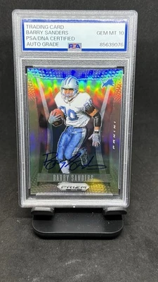 2024 Panini Prizm Football Barry Sanders On Card Auto Silver Prizm PSA 10 Gem Mt - Image 1 of 2