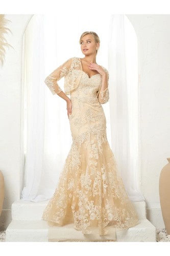 OFF WHITE Abito bolero lungo formale a sirena ballo Eva USA 5250