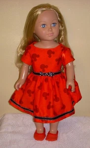 18 Zoll Puppenkleidung, die den meisten 18" Puppen passt, hausgemacht, Kleid, Schuhe, Handtasche - Bild 1 von 2