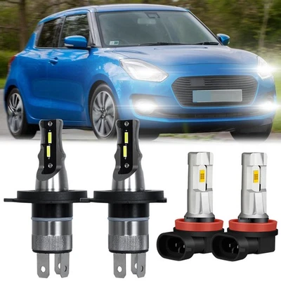 LED Headlight Bulbs + Fog Light Combo 4 Kit For Suzuki Swift 2007-2015 2016 2017 - Image 1 of 4