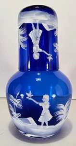 MARY GREGOR KOBALTBLAU WASSERKARAFFE MIT TASSE GLAS - Bild 1 von 10