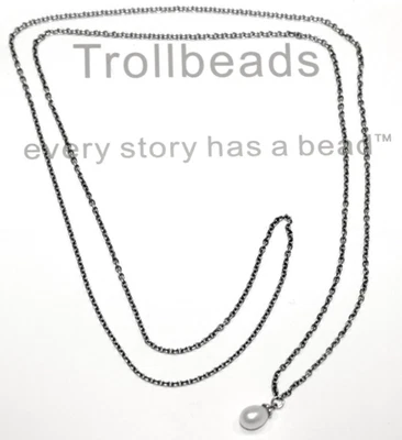 RARE New TROLLBEADS 54100 White Pearl Fantasy Necklace Only- No Beads- Size 39.4 - Image 1 of 4