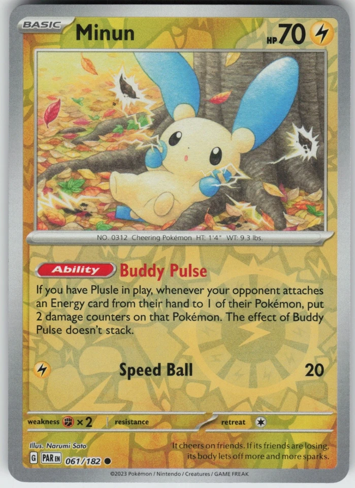 PO-01 Reverse Holo Minun 061/182 SV04: Paradox Rift - Image 1 of 1