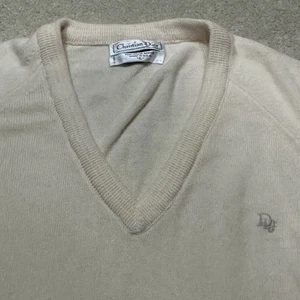 Christian Dior Acryl V-Ausschnitt Pullover Herren Large Gelb Pastell Made in USA - Bild 1 von 8