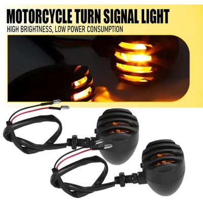 Pair Front Rear Turn Signal Lights For Honda Shadow VLX 600 VT750 VT1100 Amber - Image 1 of 4