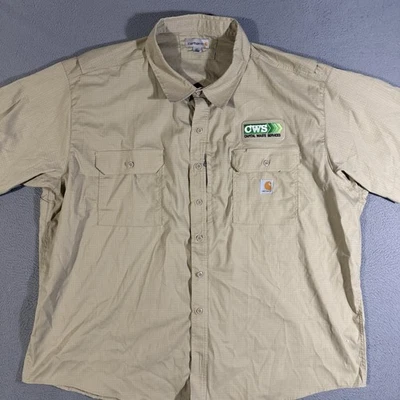 Carhartt Capital Waste Services Shirt Men's 4XL Beige Vented Ripstop Work - Image 1 of 4