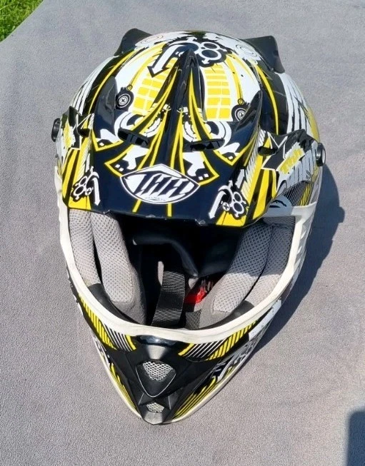 THH Helmet Off Road Motorcross XS 53-54cm TX-23 Hardly Worn Yellow White & Black - Image 1 of 4