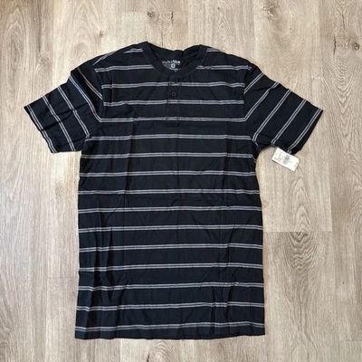 Новый с Ярлыками Anchor синий мужской в полоску рубашка черный размер средний 1/4 на пуговицах короткий рукав - Изображение 1 из 4