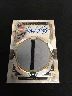 2018 Topps Five Star Wade Boggs Auto Jumbo Patch Silver Rainbow #02/10 - Image 1 of 2