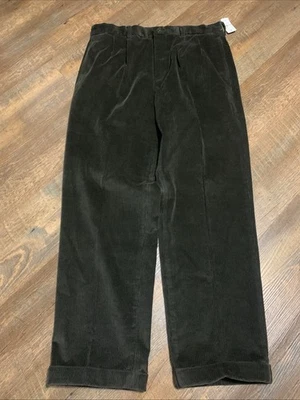 NEW Brooks Brothers 346 Pants Mens 38x32 Brown Corduroy Chino Pleated Cotton - Image 1 of 4